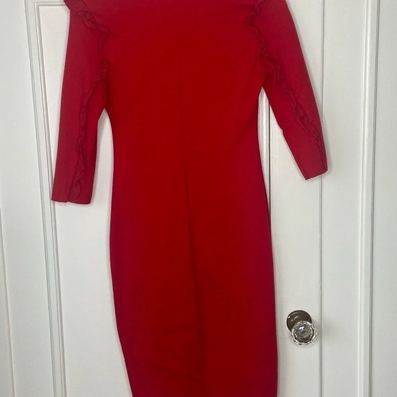 Zara Trafaluc dress in Red tight body  hugging sexy dress date night, frills - Picture 14 of 15